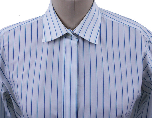 Shirt Frierson White with Aqua Pinstripe