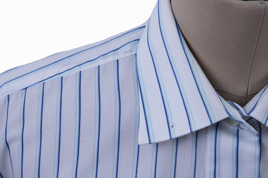 Shirt Frierson White with Aqua Pinstripe