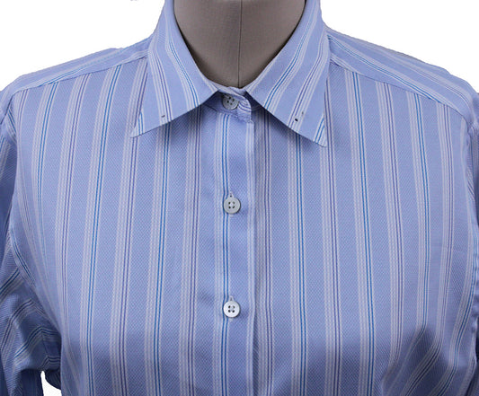 Shirt Becker Brothers Blue with White and Aqua Stripe