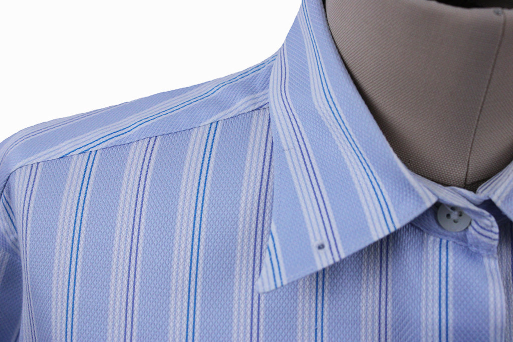 Shirt Becker Brothers Blue with White and Aqua Stripe