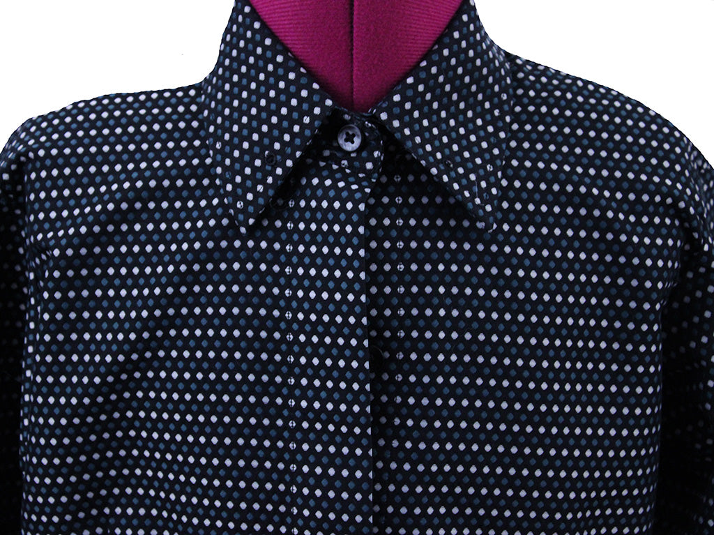 Shirt Issued By Ellie May Black with White and Aqua Dot