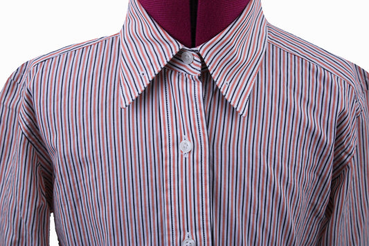 Shirt Becker Brothers White with Orange and Navy Stripe