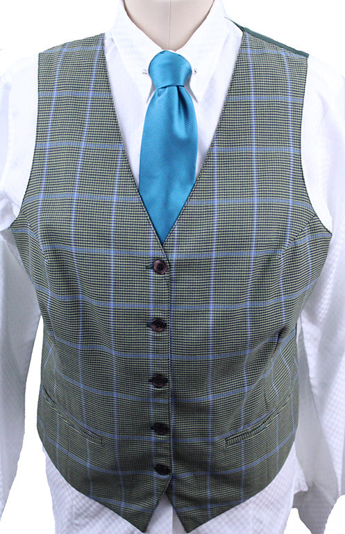 Vest Carl Meyers Green with Blue Windowpane