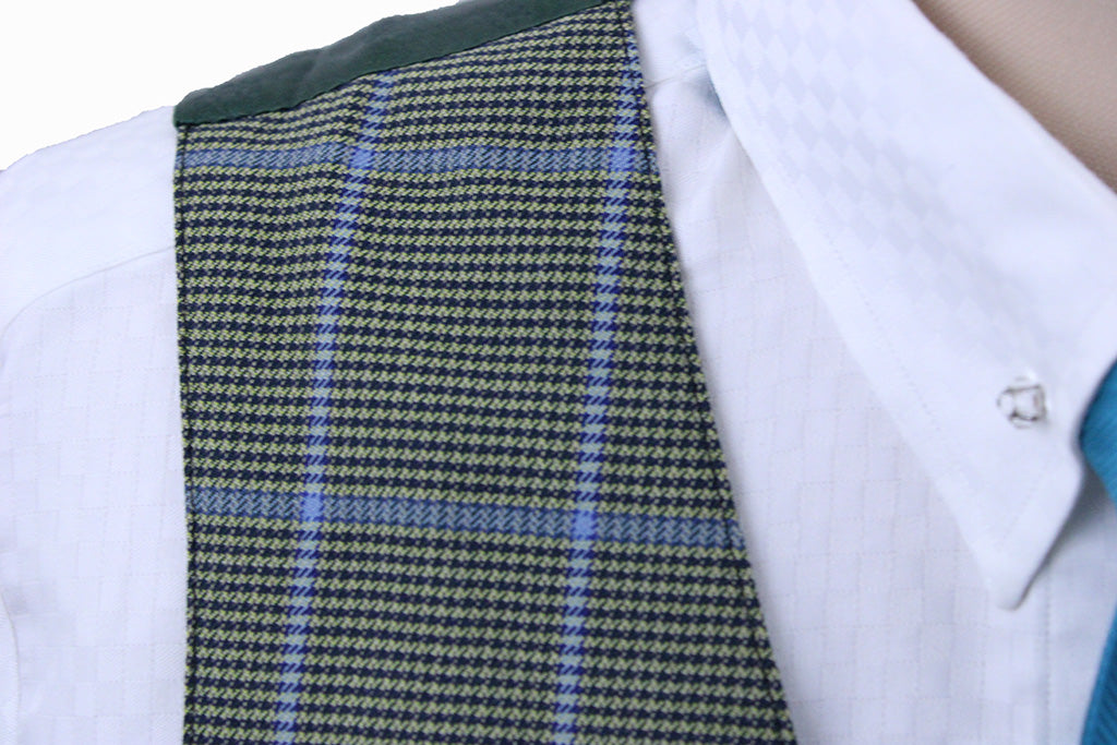 Vest Carl Meyers Green with Blue Windowpane