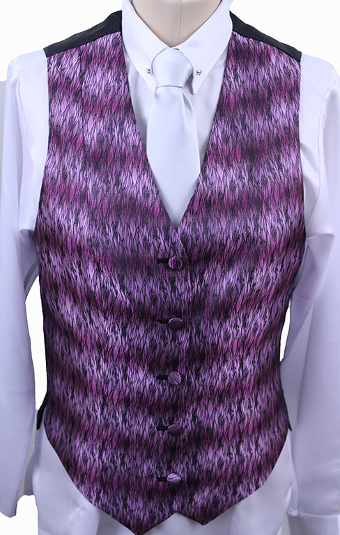 BRAND NEW! Chavez Pink and Black Vine Brocade Vest