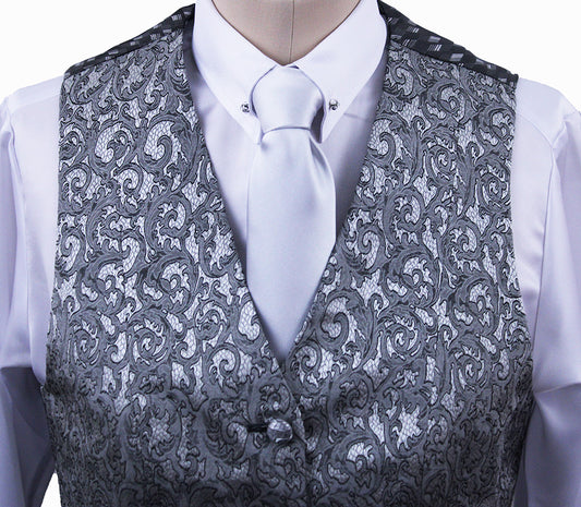 BRAND NEW! Chavez Silver and Black Paisley Vest