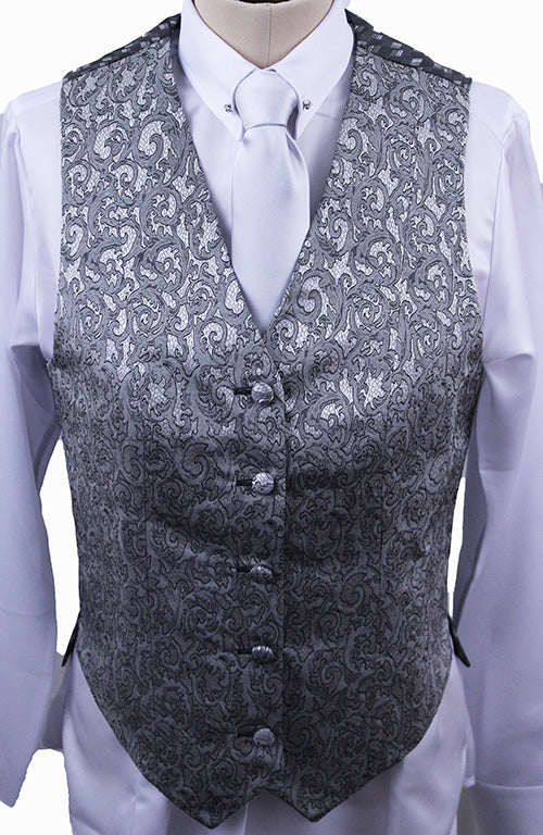 BRAND NEW! Chavez Silver and Black Paisley Vest