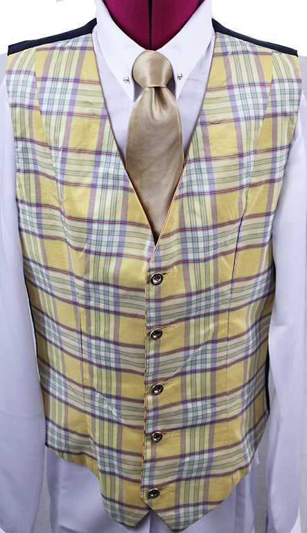 Vest Custom Reversible Gold Dot and Yellow Plaid