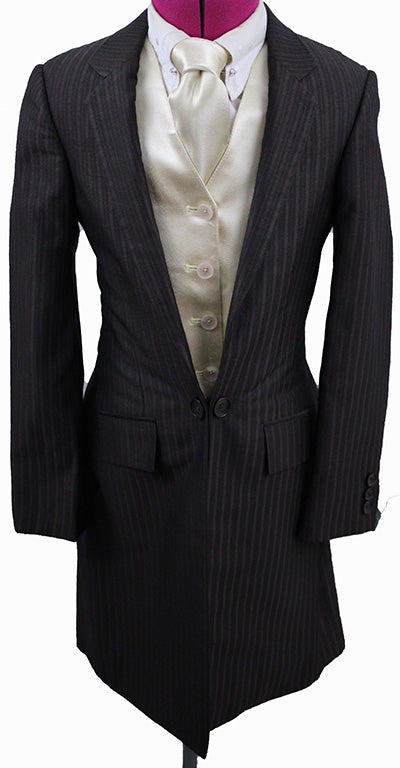 Day Suit DeRegnaucourt Brown Shadow Stripe and Gold Pinstripe Suit