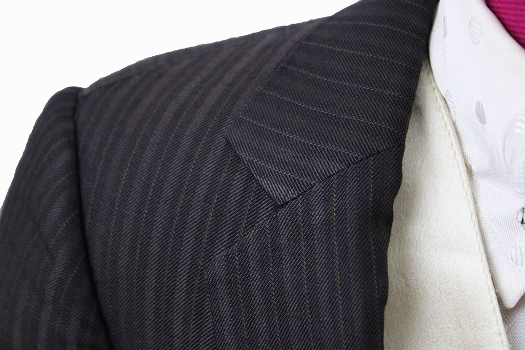 Day Suit DeRegnaucourt Brown Shadow Stripe and Gold Pinstripe Suit