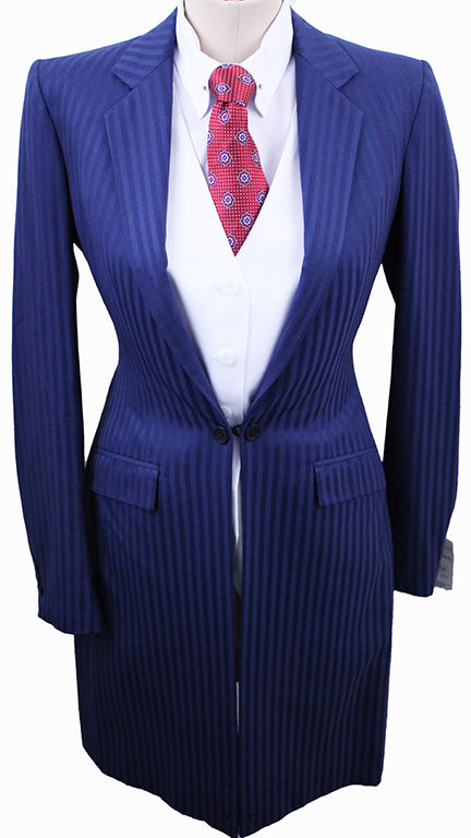 Day Suit Becker Brothers Medium Blue Shadow Stripe with TWO JODS