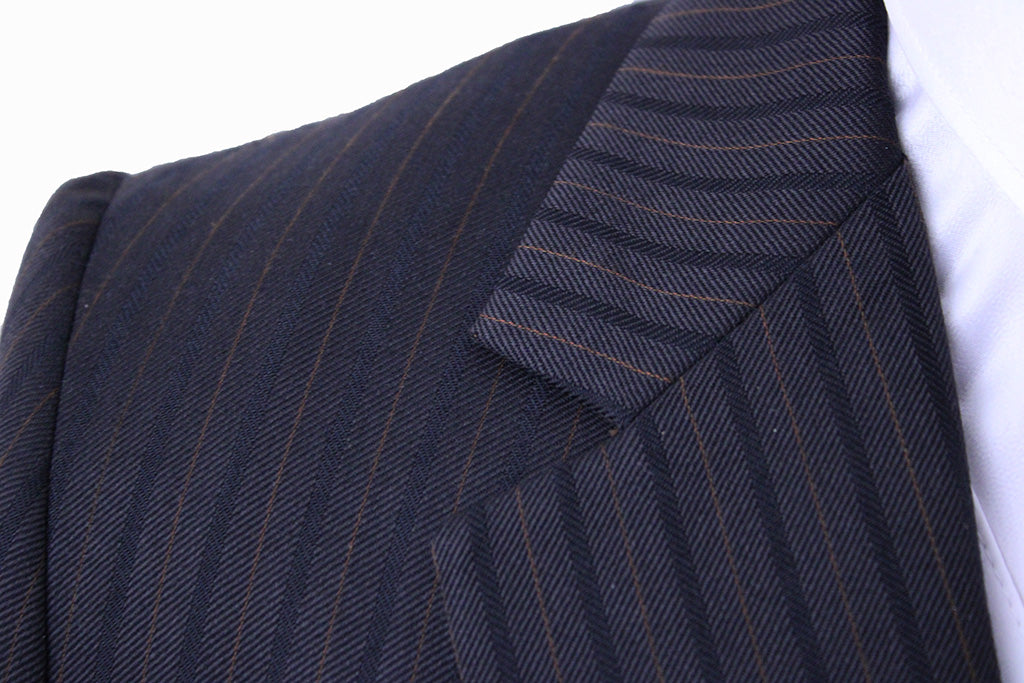 Men's Suit Becker Brothers Brown Shadow Stripe with Black and Gold Pinstripe