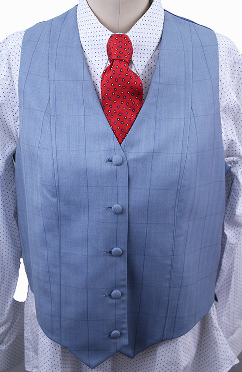 Vest Chavez Light Blue with Blue Windowpane