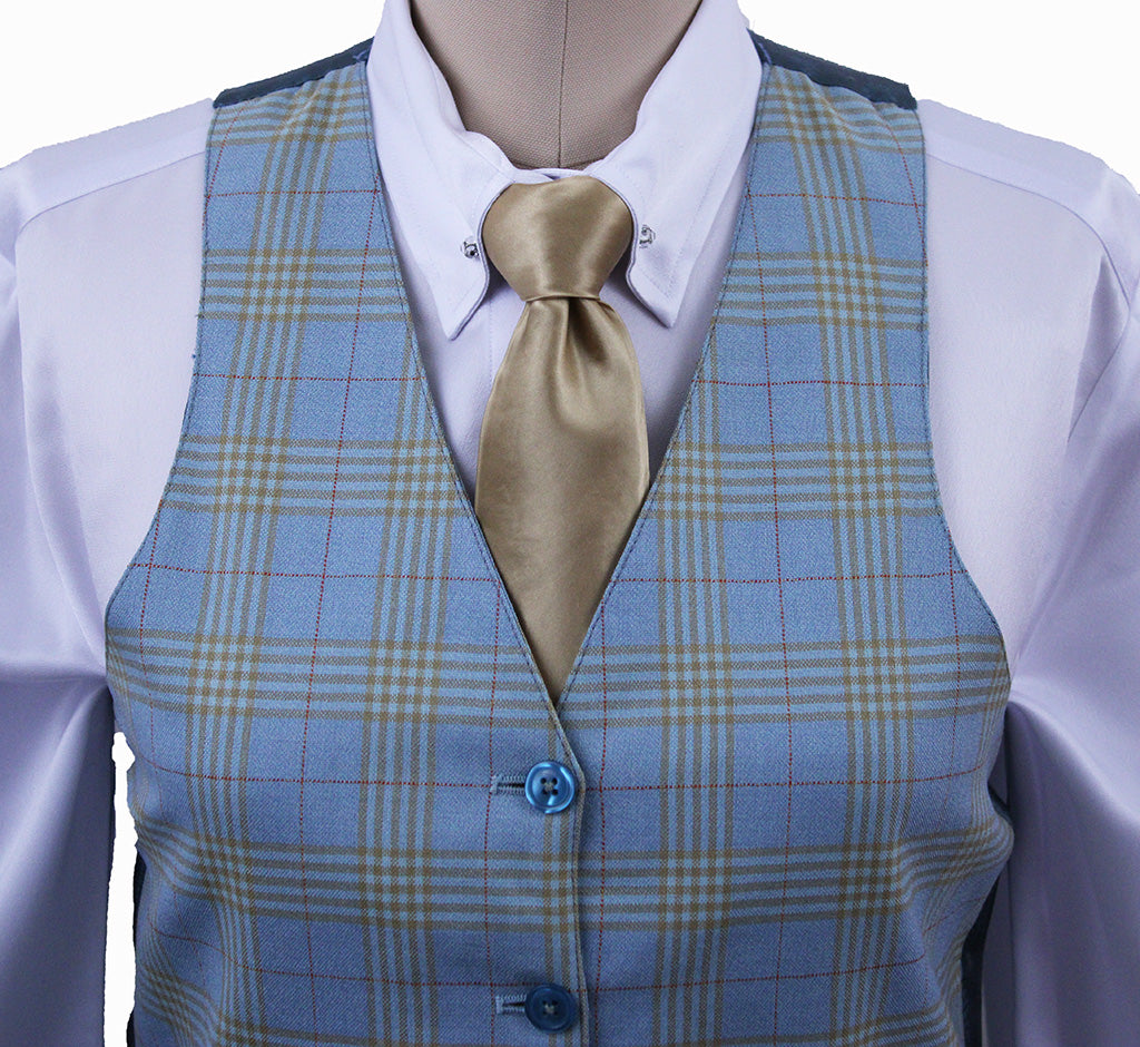 Vest Becker Brothers Light Blue with Gold Glenplaid and Red Windowpane