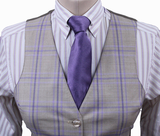 Vest Becker Brothers Tan with Purple and Lavender Windowpane