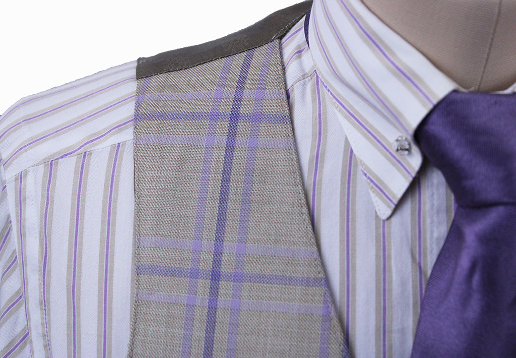 Vest Becker Brothers Tan with Purple and Lavender Windowpane