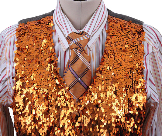 Vest Show Season Orange Metallic Sequins