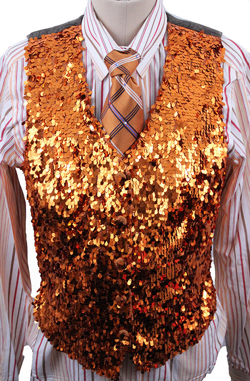 Vest Show Season Orange Metallic Sequins