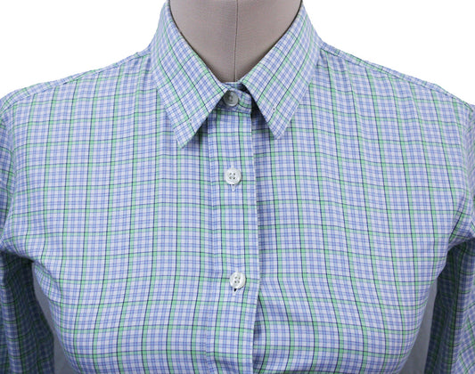 Shirt Custom Clothes Corp Blue and Lime Green Box Plaid