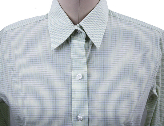 Shirt Becker Brothers Sage with Green and Blue Mini Plaid