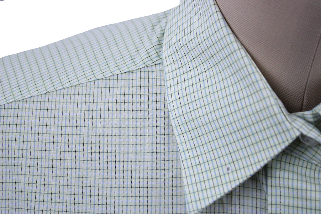 Shirt Becker Brothers Sage with Green and Blue Mini Plaid