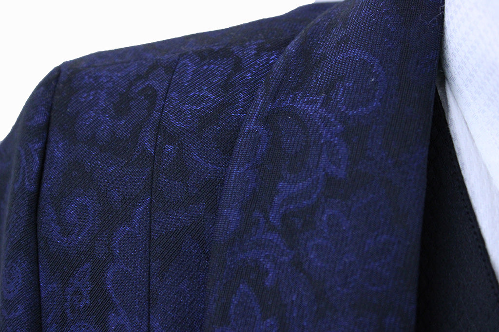 BRAND NEW! Chavez Sapphire and Black Paisley Metallic Brocade