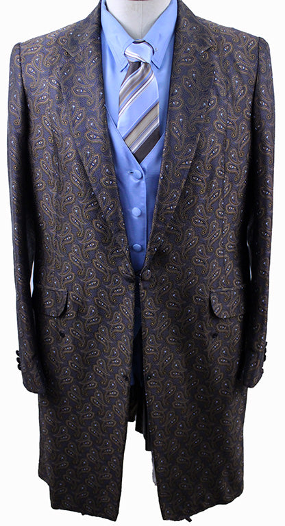 Day Coat Show Season Bronze and Navy Paisley Brocade