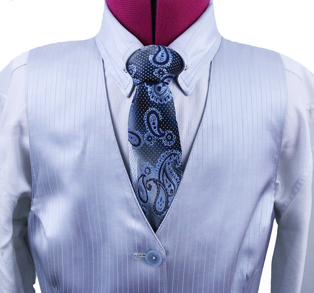 Vest and Shirt Combination DeRegnaucourt Silver Thin Shadow Stripe Sheen