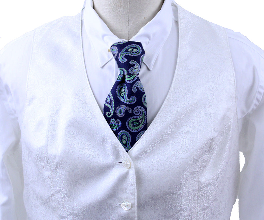 Vest Show Season White Medallion Brocade