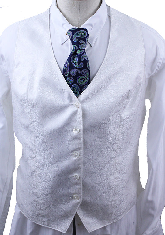 Vest Show Season White Medallion Brocade