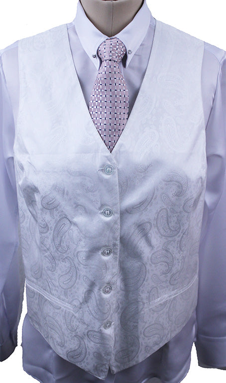 BRAND NEW! Becker Brothers White Paisley Vest