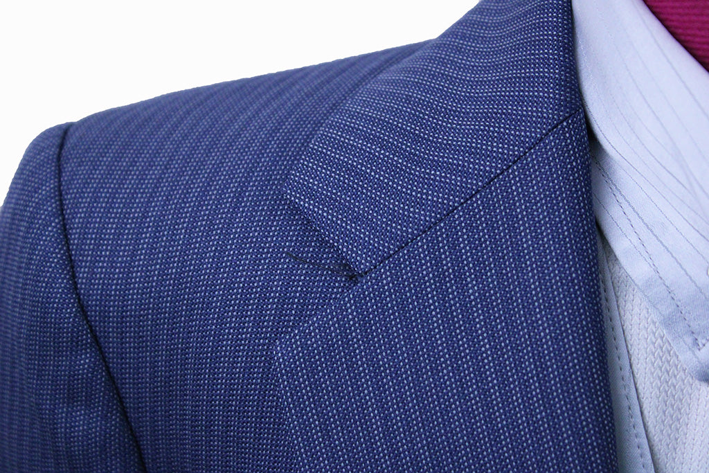 Day Suit Becker Brothers Slate Blue with White Dot Pinstripe