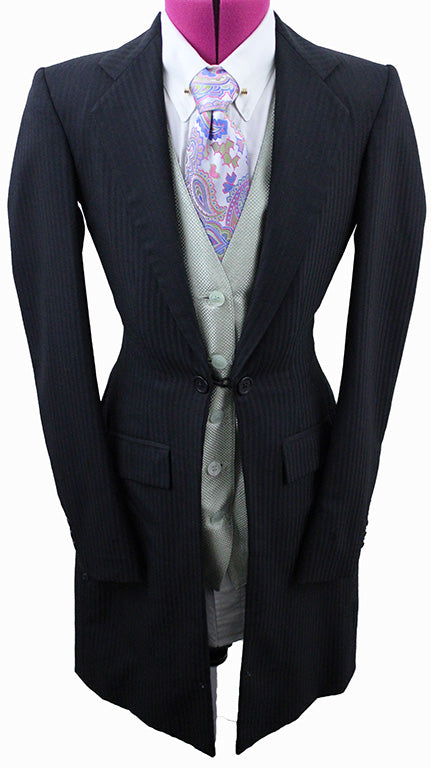 Day Suit Carl Meyers Black Herringbone Shadow Stripe