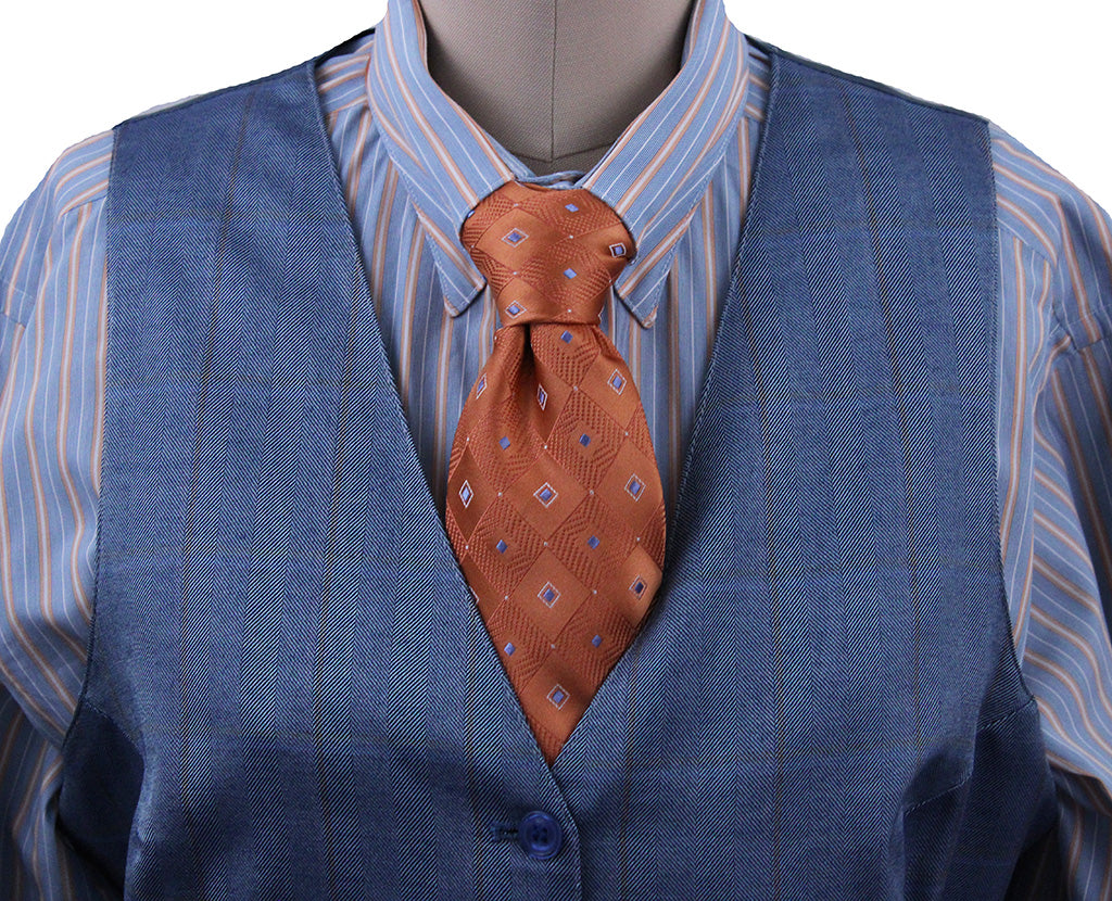 Vest Becker Brothers Light Blue with Tangerine Windowpane