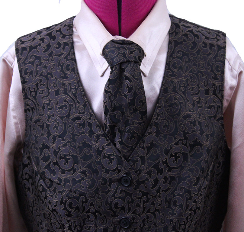 Shirt and Vest Combination Show Season Pink and Black Paisley Brocade