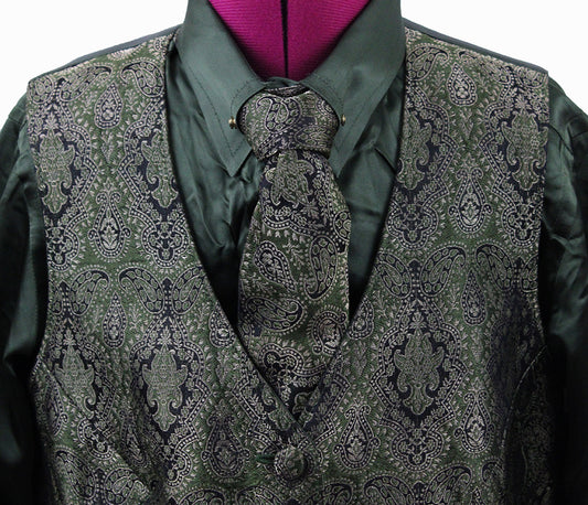 Shirt and Vest Combination Show Season Green Satin and Brocade Vest