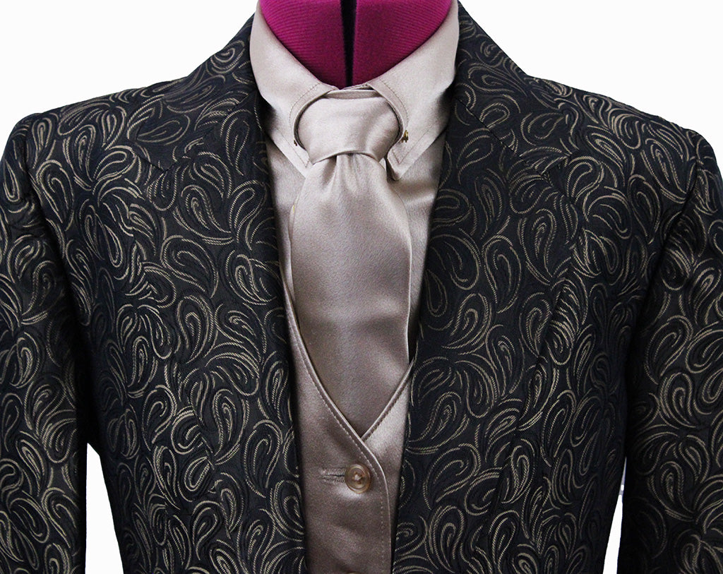 Day Coat Show Season Black and Gold Paisley