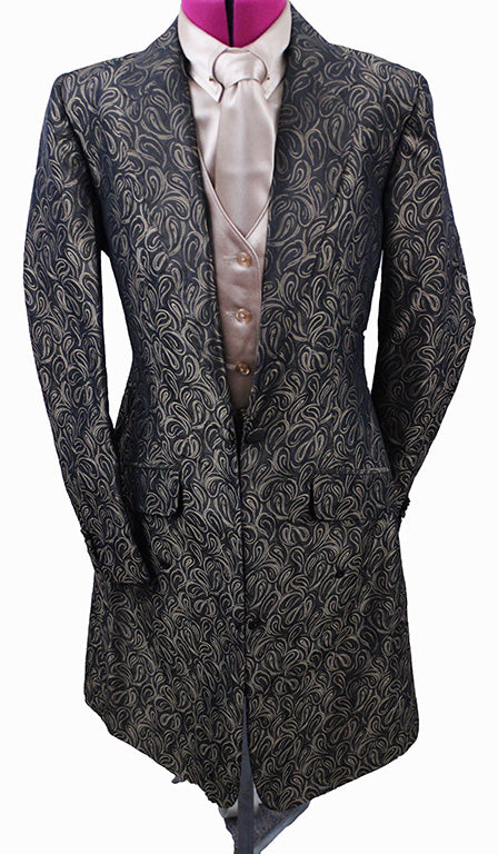 Day Coat Show Season Black and Gold Paisley