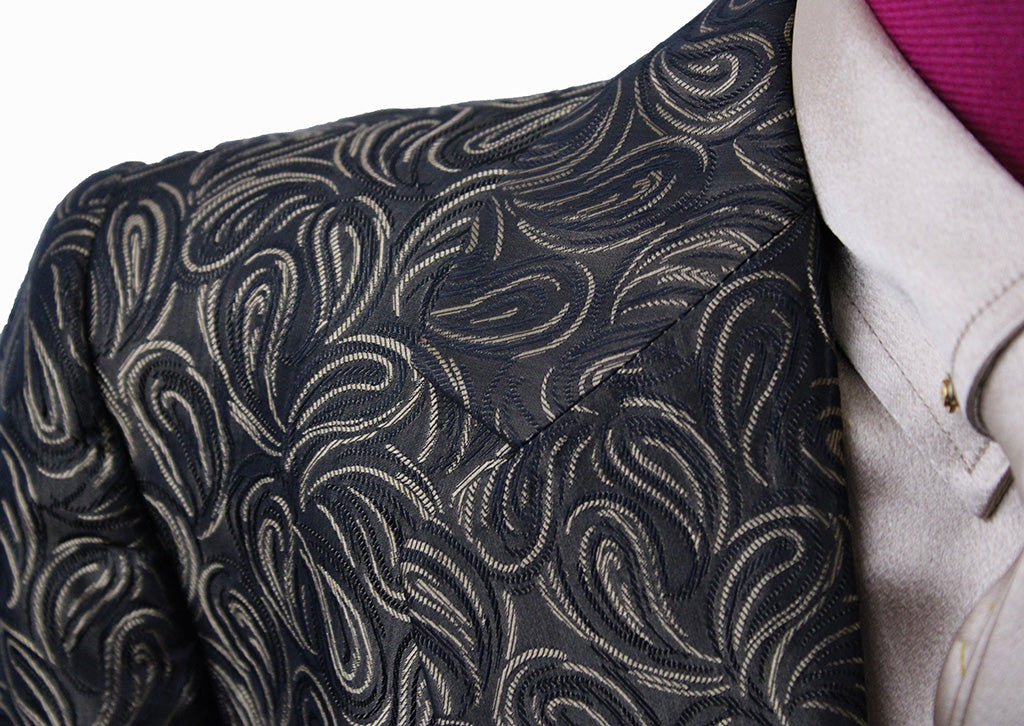 Day Coat Show Season Black and Gold Paisley