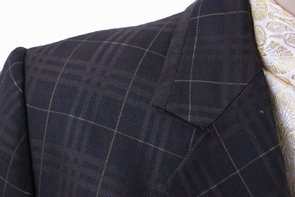 Hunt Coat Frierson Brown Shadow Plaid with Gold Windowpane