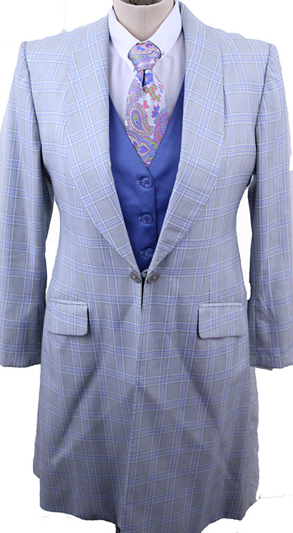 Day Coat Becker Brothers Silver and Blue Glenplaid