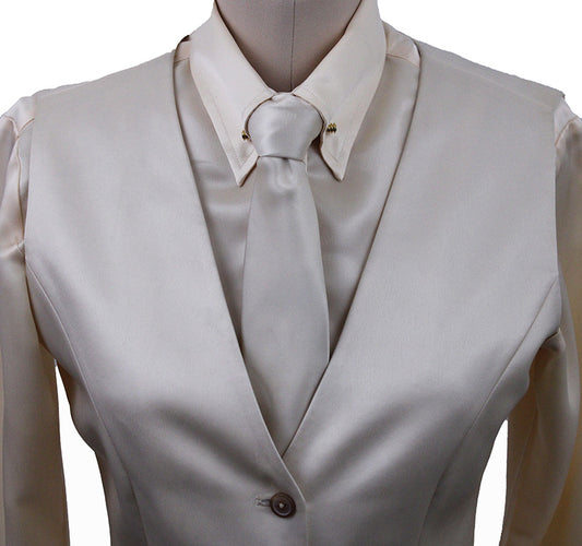 Vest and Shirt Combination Custom Cream Satin