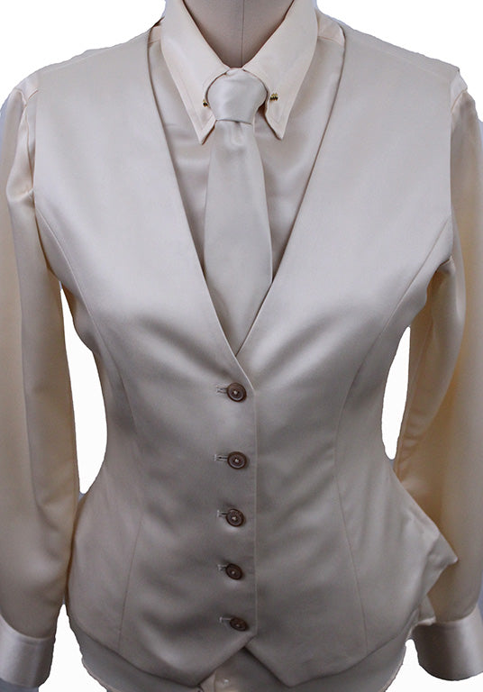 Vest and Shirt Combination Custom Cream Satin