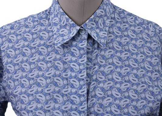 Shirt Issued By Ellie May Blue and Silver Paisley