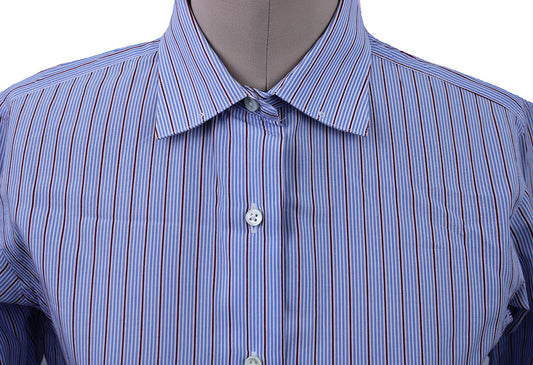 Shirt H&S Blue with White and Red Pinstripe