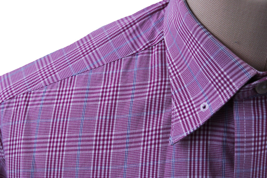 Shirt Becker Brothers Pink Glenplaid with Blue Windowpane