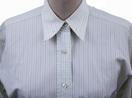 Shirt Mel Gambert Cream with Blue and Brown Pinstripe