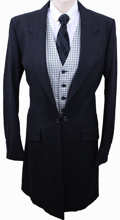 Men's Suit Saddleseat Connection Black Herringbon