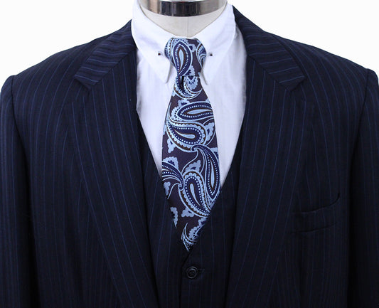 Men's Suit Becker Brothers Navy Shadow Stripe with Blue Pinstripe