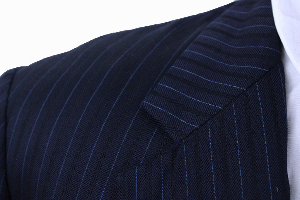 Men's Suit Becker Brothers Navy Shadow Stripe with Blue Pinstripe